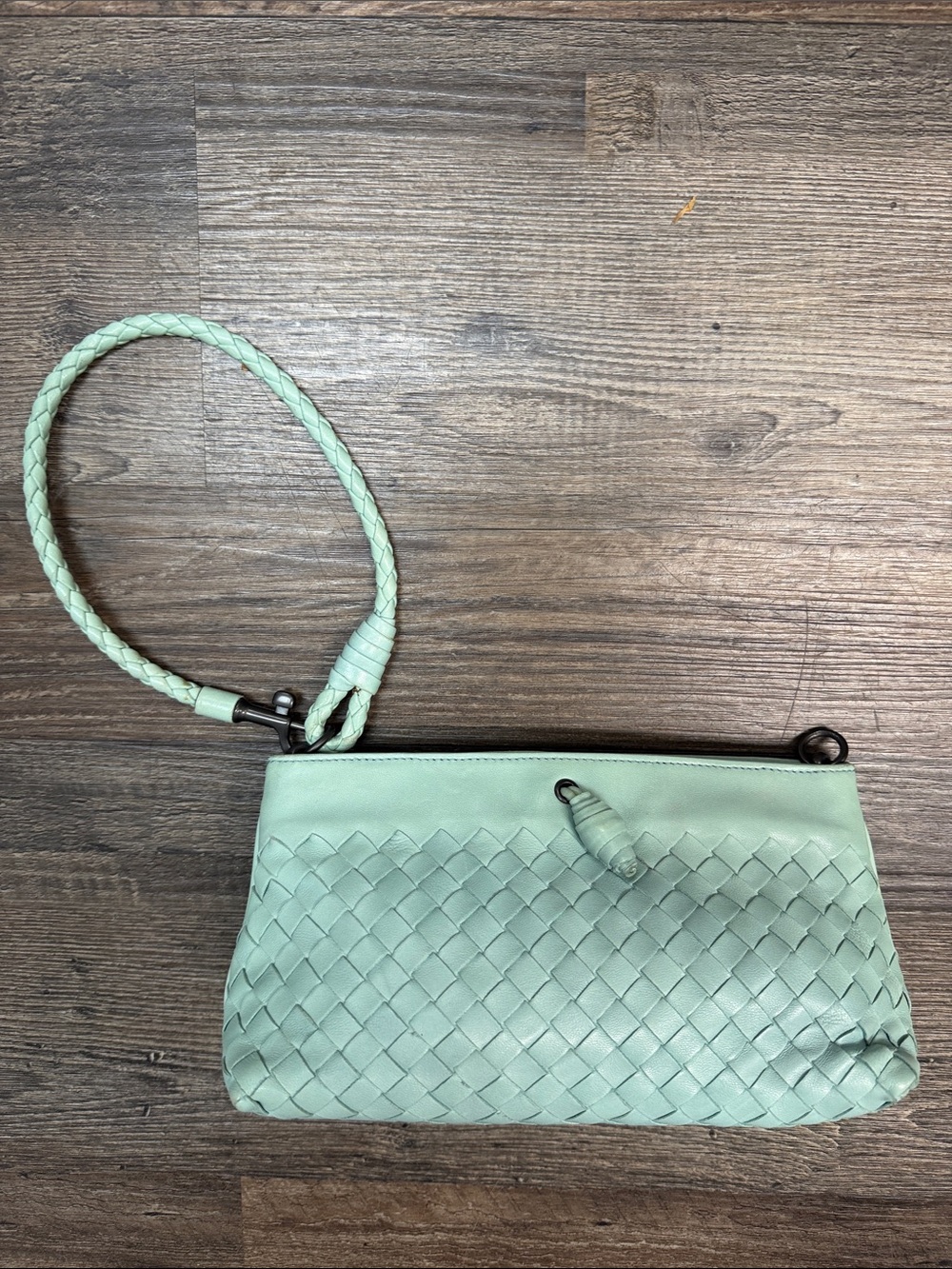 Rare 2007 BOTTEGA VENETA Intrecciato Woven Leather Frame Pochette Mint Wristlet - Picture 3 of 12